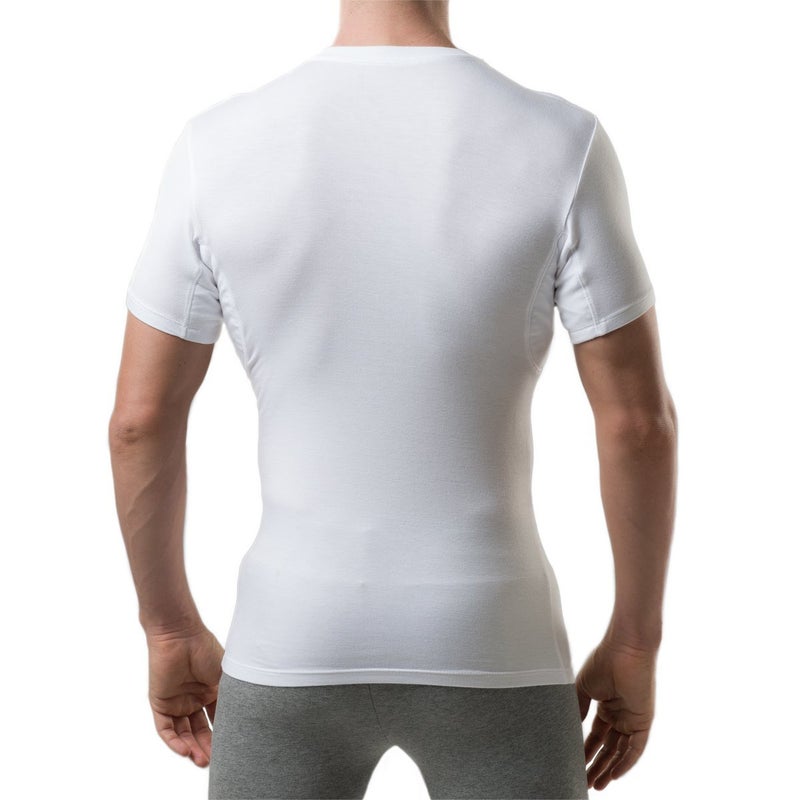 THOMPSON TEE Men's Sweatproof Undershirt - Crew Neck T-Shirt with Underarm Sweat Pads - Slim Fit - Aluminum-Free Alternative - White - Large - Image 2